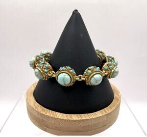 Vintage Gold Tone Etruscan Revival Style Statement Bracelet-Adjustable